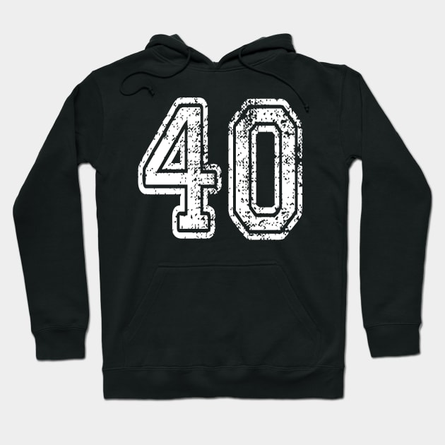 Number 40 Grungy in white Hoodie by Sterling